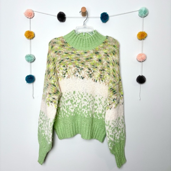 🌟Aerie Fair Isle Mockneck Green Sweater - Picture 1 of 8